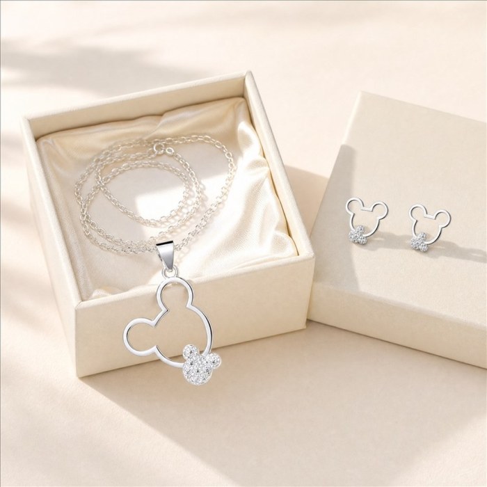 Silhouette Head Jewelry Set | Necklace and Earrings Gift Box | 925 Sterling Silver | ODM