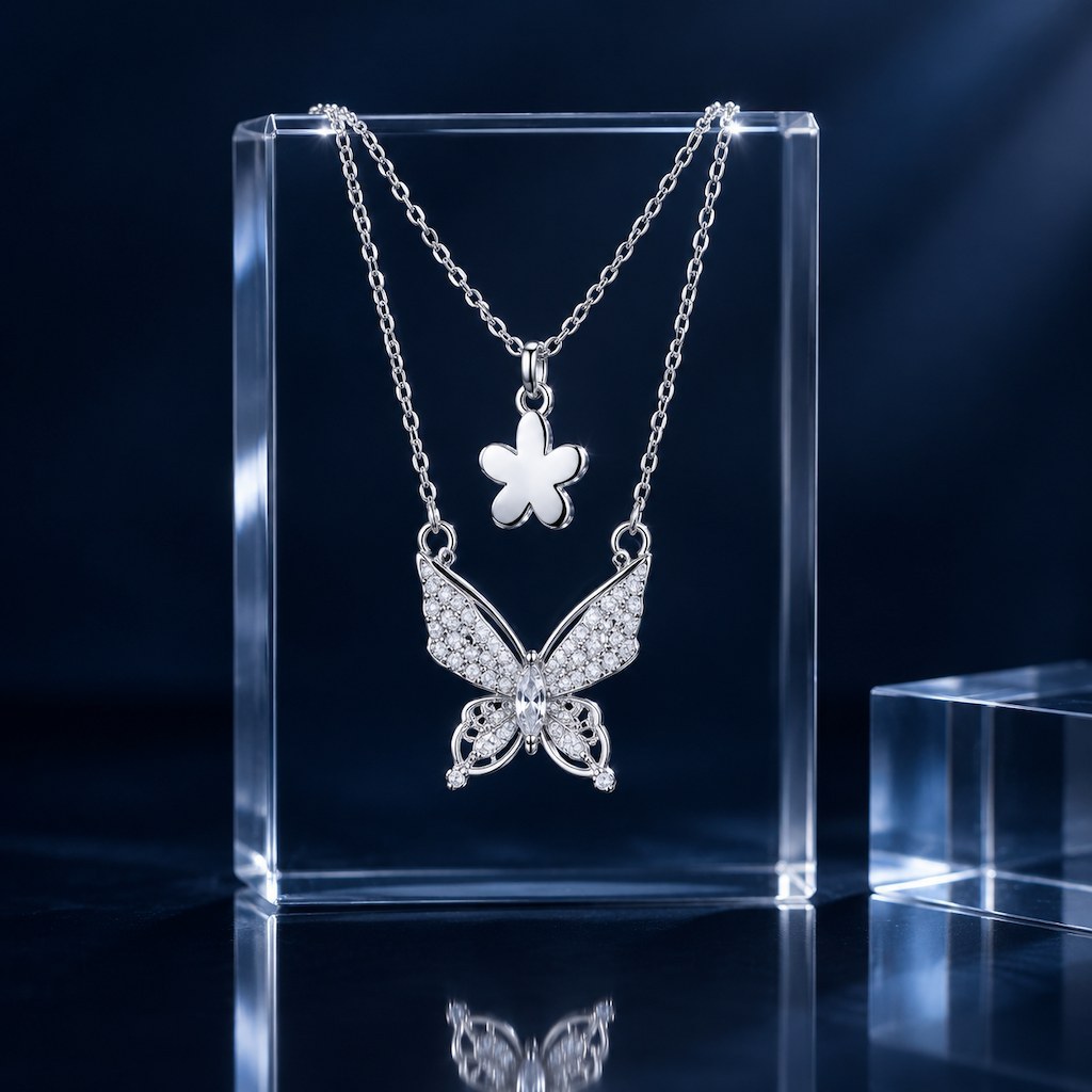 Layered Butterfly Necklace | Custom 925 Sterling Silver