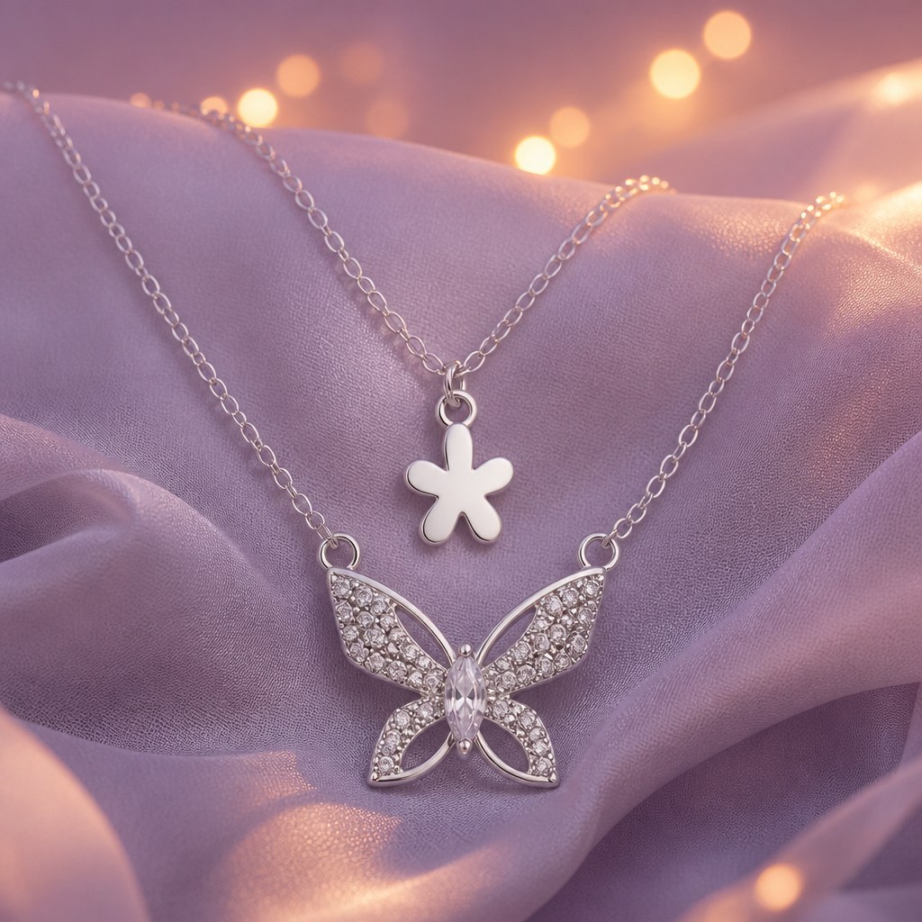 Layered Butterfly Necklace scene