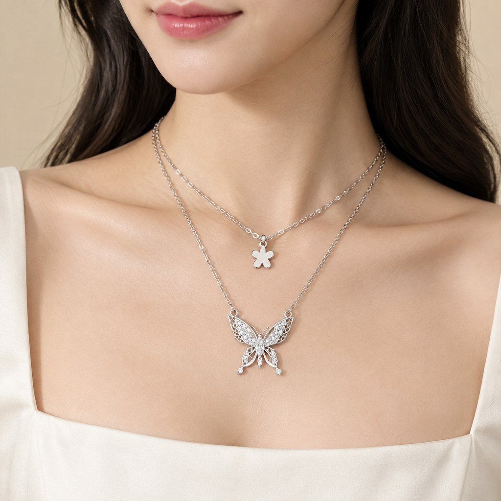 Layered Butterfly Necklace detail