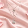 Key and Lock Necklace | Pave Key and Padlock | Layered Gift Edit | 925 Silver | OEM ODM