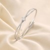 Twisted Bangle | Double Strand Crossover with Four Petal Square Stone | 925 Silver | ODM