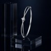 Twisted Bangle | Double Strand Crossover with Four Petal Square Stone | 925 Silver | ODM