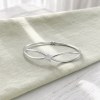 Twisted Bangle | Double Strand Crossover with Four Petal Square Stone | 925 Silver | ODM