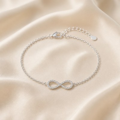 Infinity Bracelet | Pave Figure Eight Inline | Everyday Wear | 925 Silver | OEM ODM