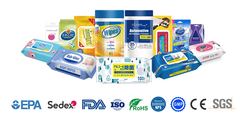 Daxin has extensively rich experience in the design, research, manufacture, and supply of wet wipes for baby, child, adult, elderly, pet and also for surface, kitchen,shoes, electronic devices and so on. Our wet wipes have a very wide range of applications , for hand antibacterial ,medical disinfection, babycare, makeup remove, gym refereshing, deep cleaning ,bathroom flushable and so on. All our products have been passed completely strictly quality control system and got test reports . Welcome to contact us for more product profiles of Daxin Group.