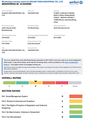 Certificado BSCI de YADA