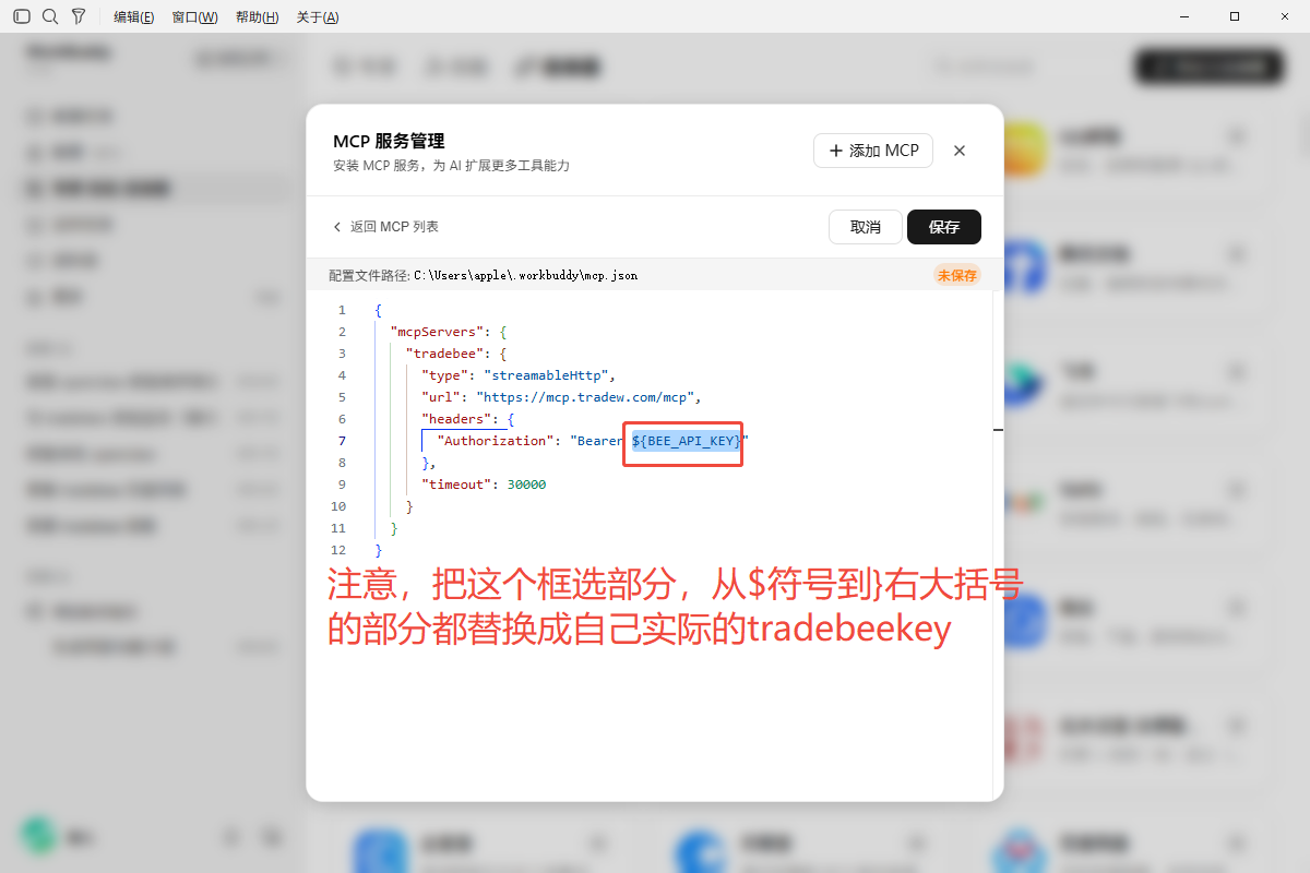 粘贴MCP配置代码